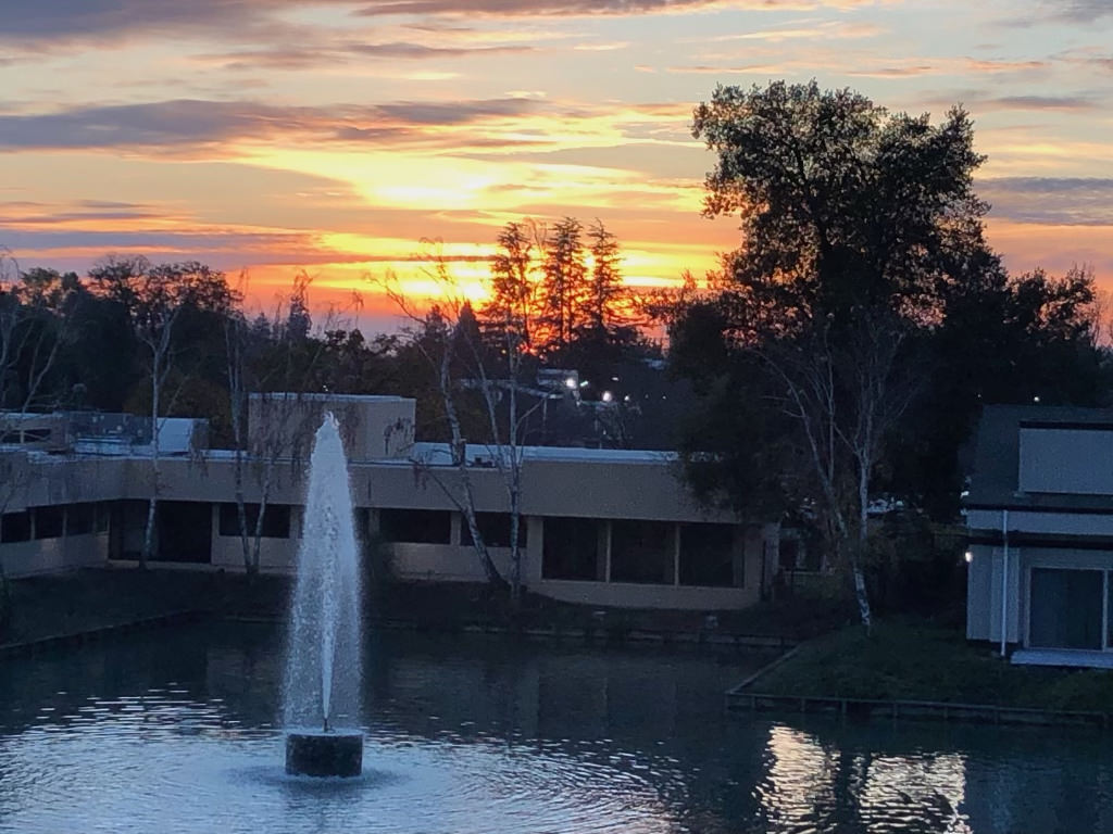 sunset over quail lakes at Healthy Hands Massage in Stockton